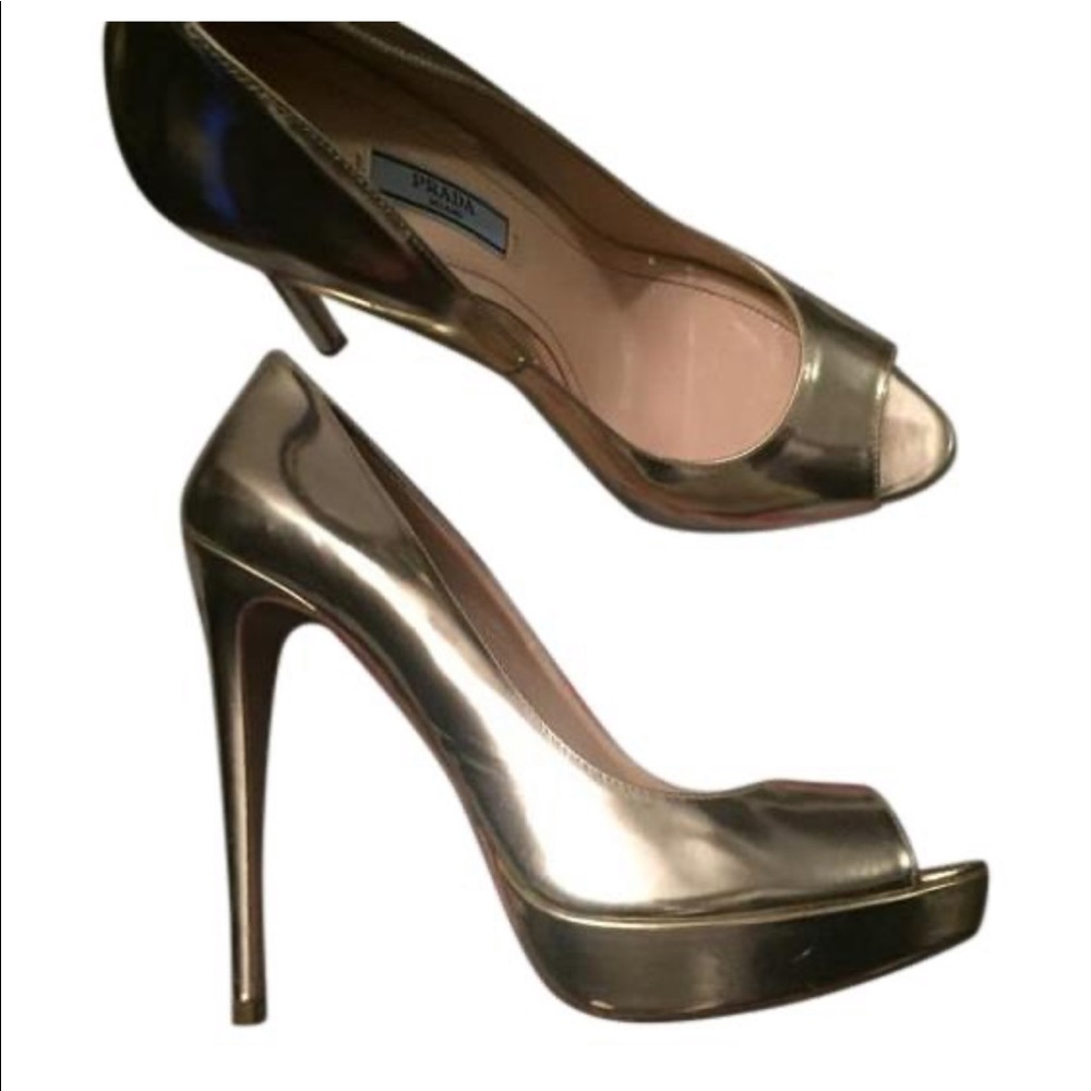 Prada silver platform heels, size 40